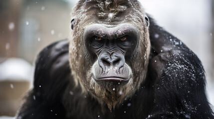 Fototapeta na wymiar Gorilla in winter