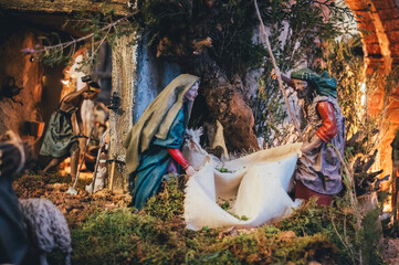 scenes from a nativity scene.
Jesus birth.
Christmas decoration