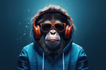 cool modern smart monkey - obrazy, fototapety, plakaty