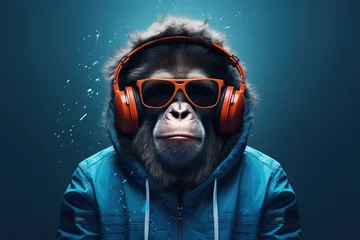 Fotobehang cool modern smart monkey © Boraryn