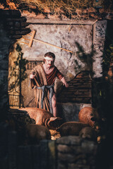 Obraz premium scenes from a nativity scene. Jesus birth. Christmas decoration