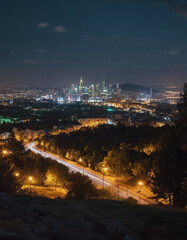 Night Cityscape View from a Hill