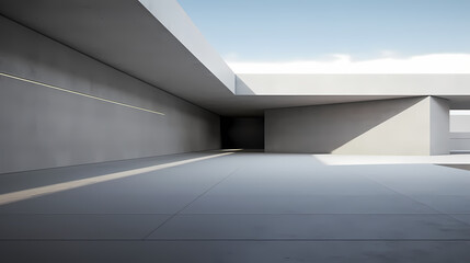 Obraz premium 3d render of abstract futuristic architecture with empty concrete floor
