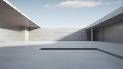 3d render of abstract futuristic architecture with empty concrete floor