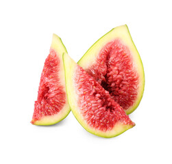 Cut fresh green fig isolated on white
