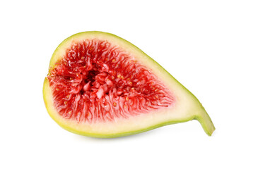 Half of fresh green fig isolated on white
