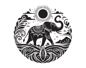 Elephant logo design. Silhouette vector illustration