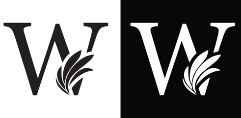 letter W. flower letters. Vintage ornament initial Alphabet. Logo vector	
