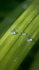 Gotas de agua sobre hojas verdes