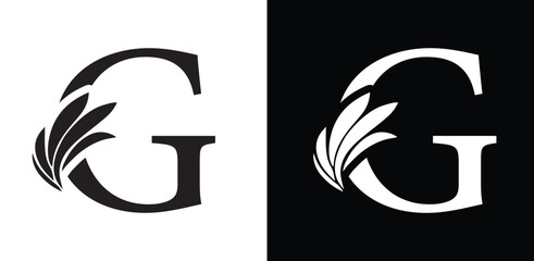 letter G. flower letters. Vintage ornament initial Alphabet. Logo vector	
