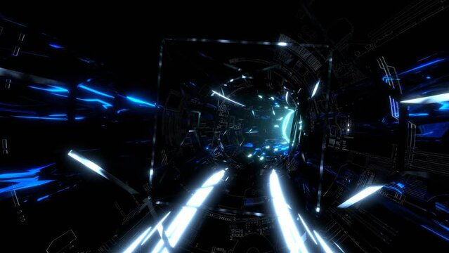 VJ トンネル ワープ サイバー トーラス 回転 青 [ループ対応] [別Verあり]