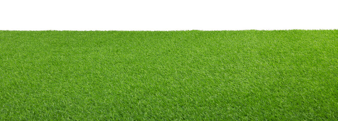 Green artificial grass surface isolated on white