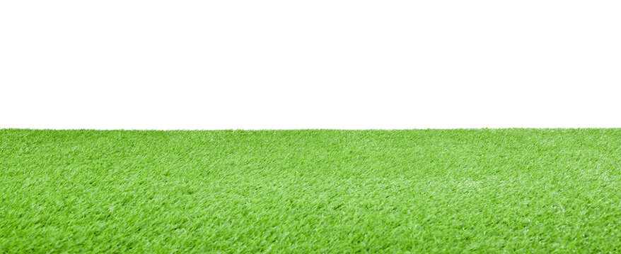 Green artificial grass surface isolated on white © New Africa