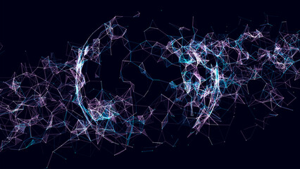 Futuristic vector sphere of particles and lines. Network connection big data. Abstract technology background. . - obrazy, fototapety, plakaty