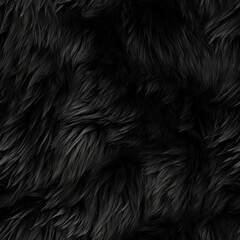 Seamless pattern. Black fur texture. Natural fur. AI generation.