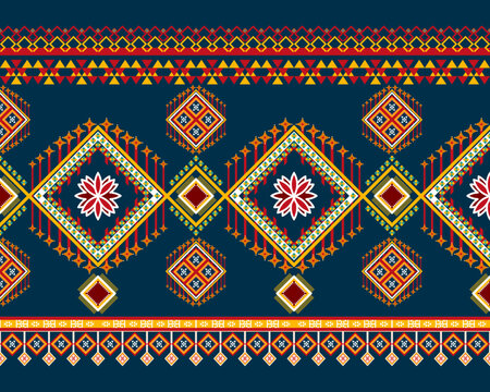 Traditional geometric ethnic fabric pattern design for textiles, rugs, wallpaper, clothing, sarong, scarf, batik, wrap, embroidery, print, curtain, carpet, wallpaper, wrapping, Batik, vector
