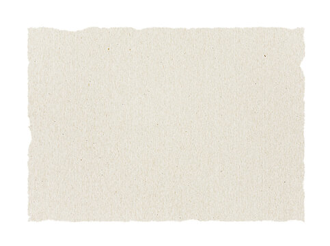 Piece of recycled paper with torn edges isolated on white background, copy space
