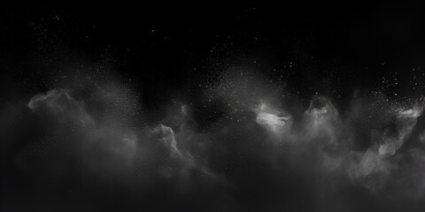 White fog and mist effect on black stage studio showcase background Cloud Dark Background Image Realistic dry ice smoke clouds fog overlay perfect for compositing Ai Generative
