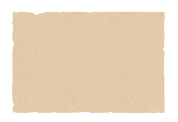 Torn piece of craft paper for message isolated on white background