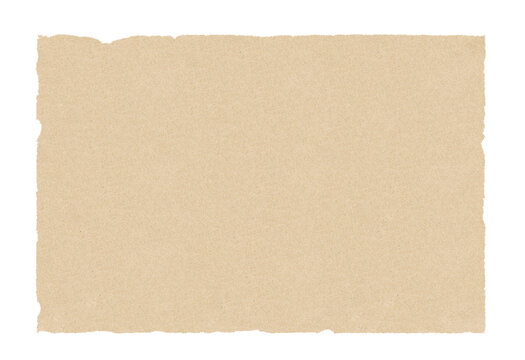 Torn piece of craft paper for message isolated on white background