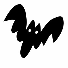 Halloween bat silhouette on white background. Vector illustration