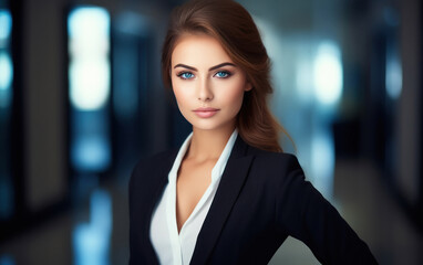 Fototapeta premium young confidant businesswoman standing at office
