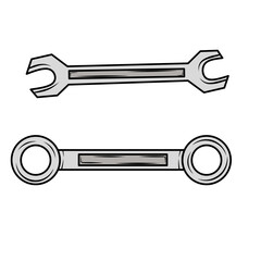 A set of wrenches, tools for tightening bolts, nuts and other parts. Flat illustration, with on white background