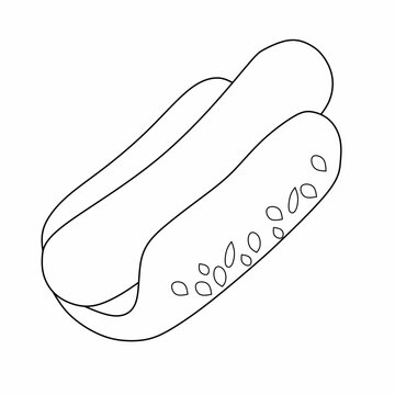 hot dog line vector illustration. Continuous line illustration. Suitable for coloring pictures, with a white background