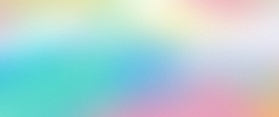 Abstract noisy gradient background of multicolored pastel turquoise pink colors. Color palette, colorful pattern with a soft noise effect. Holographic blurred grainy gradient banner texture - obrazy, fototapety, plakaty