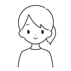 モノクロ｜笑顔の女性イラスト｜私服