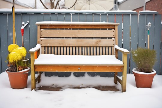 garden bench with undisturbed snow cover