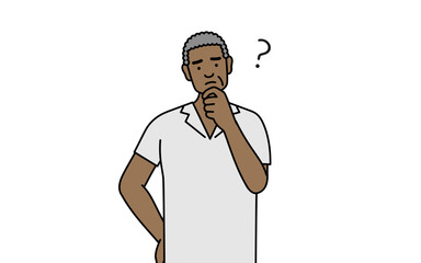 African senior man nodding his head in question.