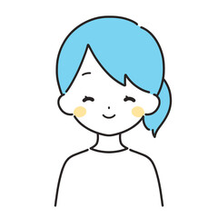 水色｜笑顔の女性イラスト｜私服
