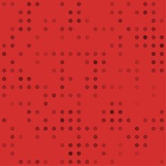 Abstract seamless geometric pattern. Mosaic background of black circles. Evenly spaced  shapes of different color. Vector illustration on red background