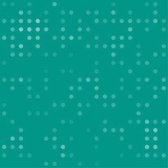 Abstract seamless geometric pattern. Mosaic background of white circles. Evenly spaced  shapes of different color. Vector illustration on teal background