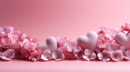 Fototapeta na wymiar valentine day banner with blank space for text , pastel pink background Love concept