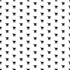 Square seamless background pattern from geometric shapes. The pattern is evenly filled with big black shopping cart symbols. Vector illustration on white background