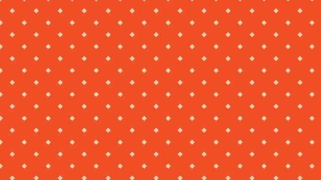 Orange square dot motion video background. Retro memphis background