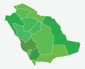 Modern Map - Saudi Arabia with regions SA