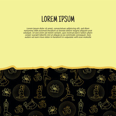 Vector colorful women yoga poses with a seamless pattern background. Vector illustration background.