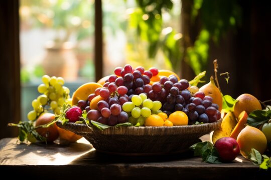 A sun-kissed display of ripe Icaco fruits in a rustic bowl, freshly picked and ready to be enjoyed