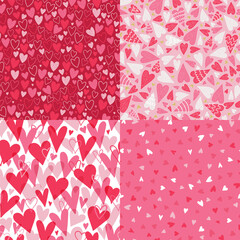 Set of matching hand drawn hearts seamless pattern, great for Valentine's Day, Weddings, Mother's Day - textiles, banners, wallpapers, backgrounds. - obrazy, fototapety, plakaty