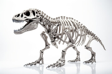 skeleton of dinosaur t-rex of toy in white background