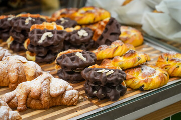 Viennese Waffle with chocolate topping in a bakery window