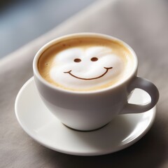 Fototapeta premium Cappuccino with a smiley face on milk foam.
