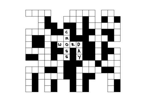 crossword puzzle and ball-point pen isolated vector illustration for Crossword Puzzle Day on December 21