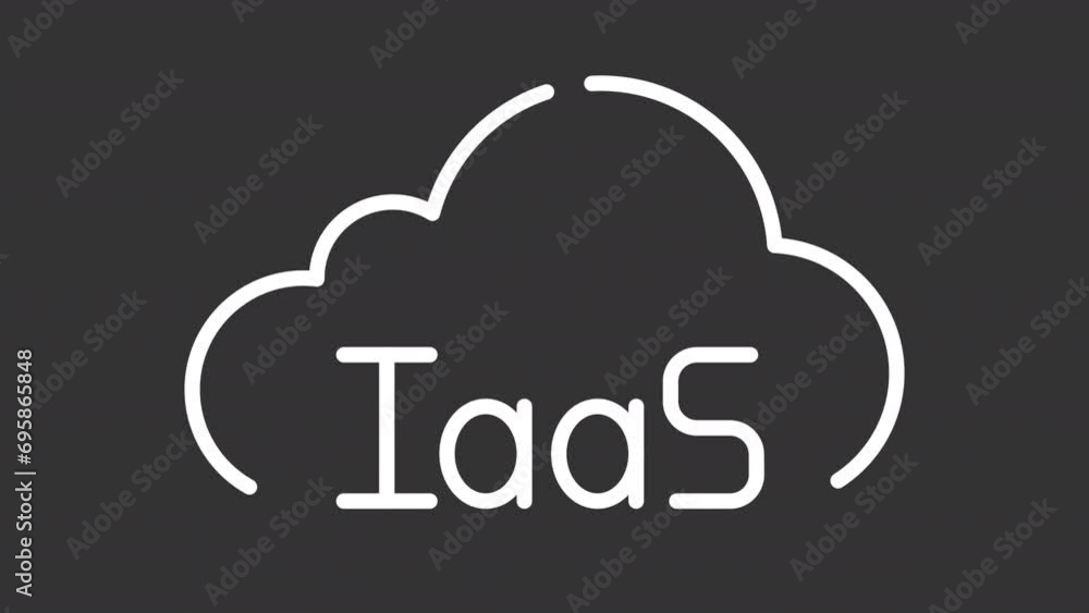 Poster 2d white simple thin line animation of iaas icon, hd video with transparent background, seamless loo