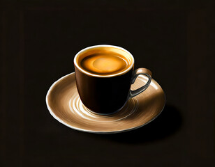 Ristretto, cup of coffee on table, copy space.