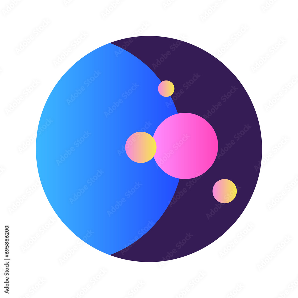 Poster round circle shape button gradient colored texture nostalgic 90's style neon futuristic element icon