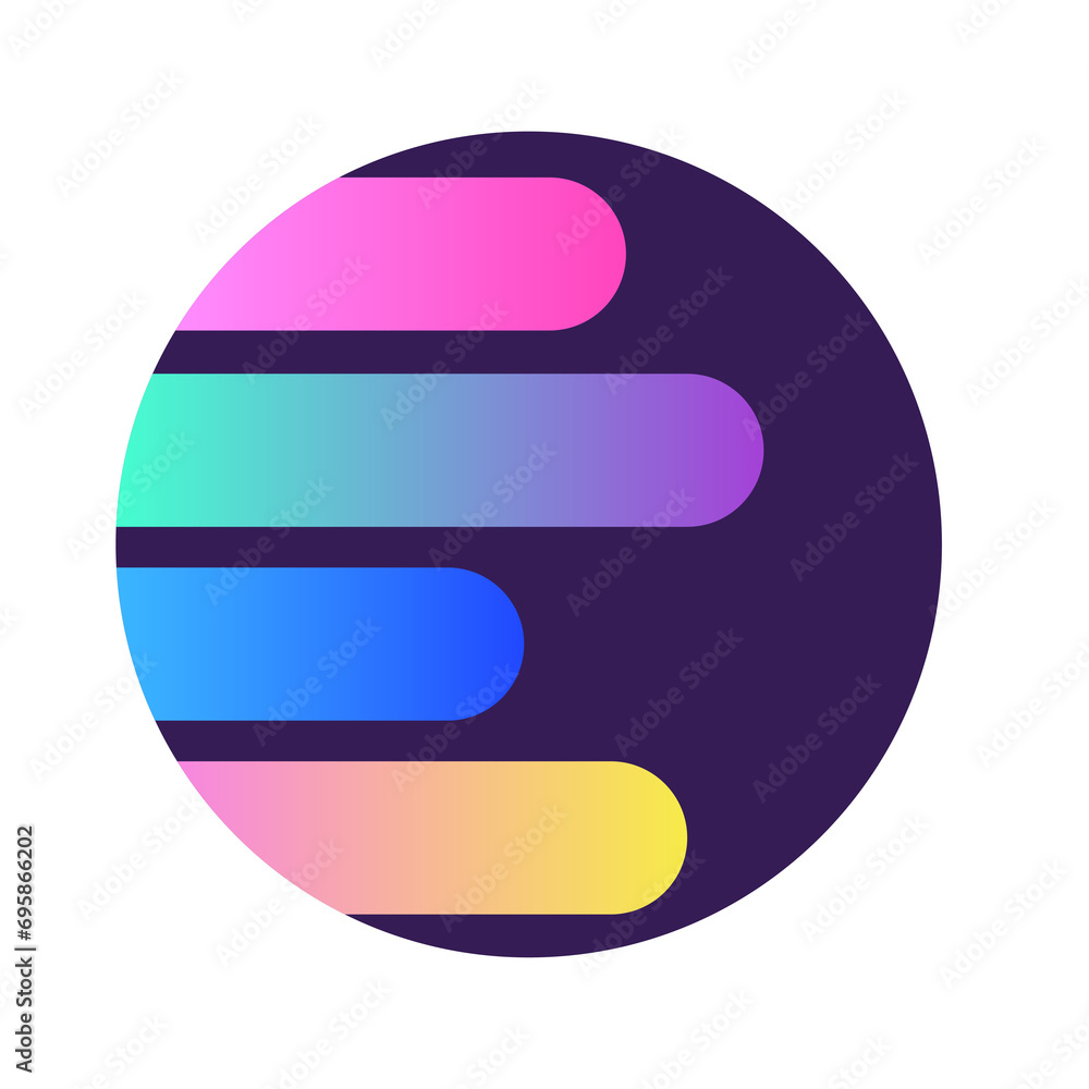 Aufkleber Round Circle Shape Button Gradient Colored Texture Nostalgic 90's Style Neon Futuristic Element Icon 